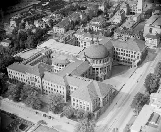 ETH main building (HG), aerial photography, 1955